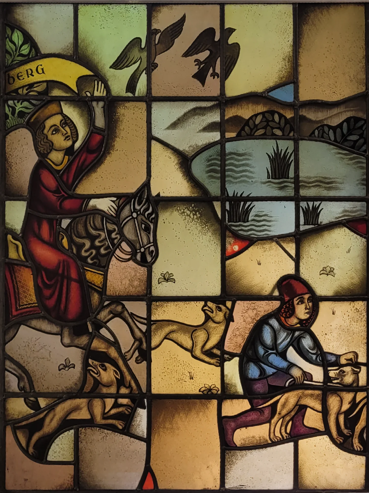 Gebrandschilderd Jachttafereel